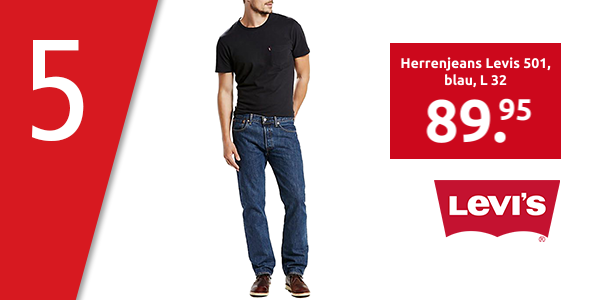Herrenjeans Levis 501, gerade, mit Knopfverschluss, blau, L 32