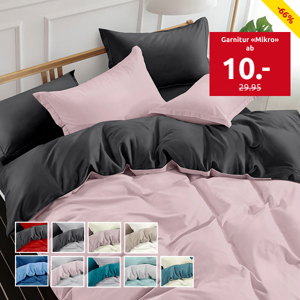 Duvetbezug «Mikro» 160 x 210 cm + Pfulmenbezug 65 x 100 cm, rosa/anthrazit