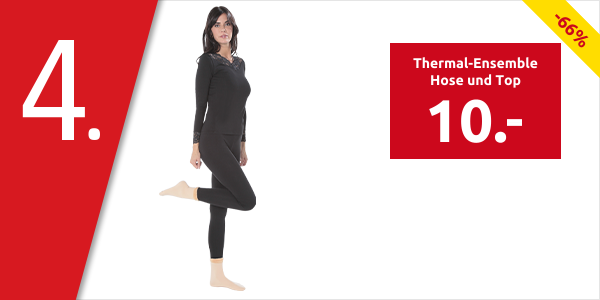 Thermal-Ensemble Hose und Top, mit Spitze, schwarz