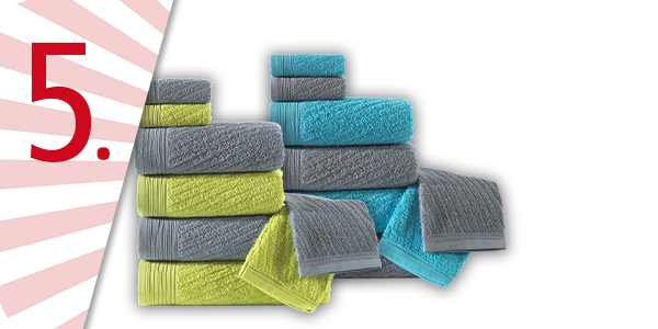 Frottee-Set, 8-teilig, grau/türkis