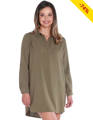Kleid mit Knopfpatte, khaki