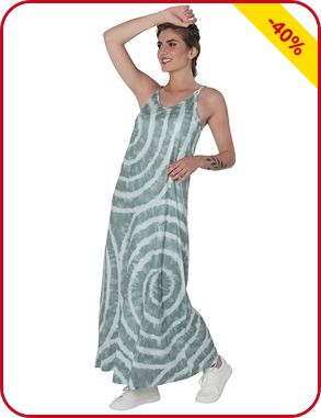 Langes Kleid, vintage, türkis/weiss