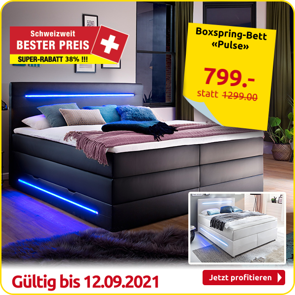 Boxspring-Bett «Pulse» ohne Bettkasten, weiche Matratzen, weiss