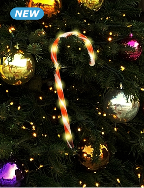 Lampen «Zuckerstangen», 8er-Set, 56 LEDs, rot/weiss