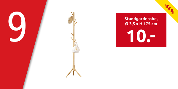 Standgarderobe «Wood», Ø 3,5 x H 175 cm, hellbraun