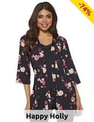 Jacke mit floralem Print, Happy Holly, schwarz bedruckt