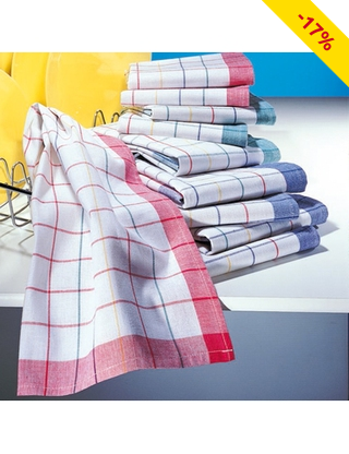 Küchentücher, 10 Stück, mit Karomuster und aus reiner Baumwolle