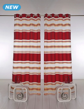 Vorhang, 2 Stück, H 240, B 140 cm, rot/goldfarben