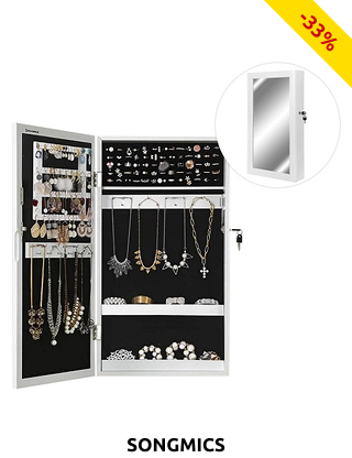 SONGMICS Schmuckschrank «Smart», B 37 x H 67 x T 10,5 cm, weiss