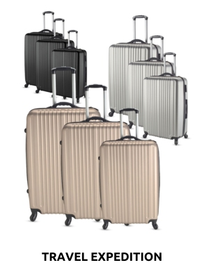 TRAVEL EXPEDITION Kofferset «Locarno», 3-teilig, H 57/67/77 cm, light, champagne