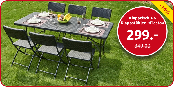 Klapptisch mit 6 Klappstühlen «Fiesta»