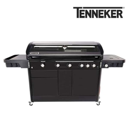 Gasgriller Tenneker® Halo TG 5 schwarz mit 5 Brenner, Seitenbrenner, Rückbrenner, gusseiserner Rost, Plattform System und Glaseinsatz im Deckel (3)