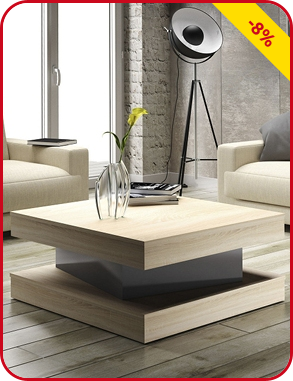 Couchtisch «Fixy», 80 x 80 cm, Dekor holz/schwarz glänzend