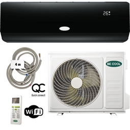 Split Klimagerät Be Cool BCB12SK2101QW 12.000 BTU 1720 W bis 105 m³ Raumgröße mit WIFI und Quick Connect schwarz - Beachten Sie: Gesetzeslage zum Einbau für Endverbraucher!