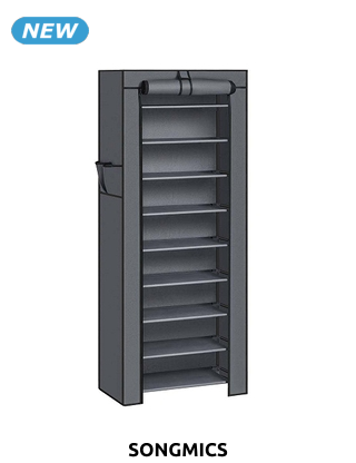 SONGMICS Armoire à chaussures, L58xH160xP28 cm, gris