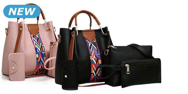 Handtasche 4er-Set, schwarz