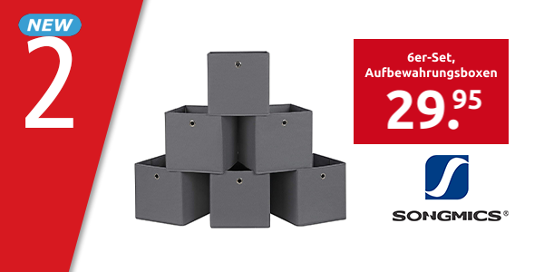 SONGMICS 6er-Set, Aufbewahrungsboxen, grau