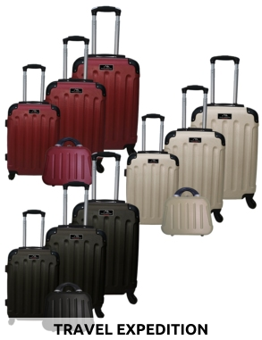 TRAVEL EXPEDITION Kofferset «Star», 4-teilig, H 57/67/77 cm, light, rot