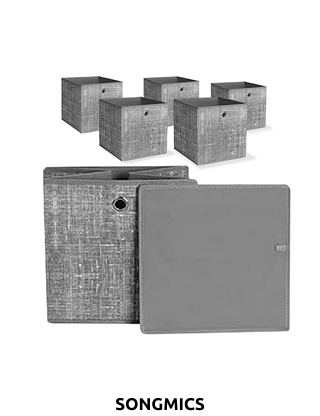SONGMICS Set, 6 Aufbewahrungsboxen, 30 x 30 x 30 cm, grau meliert
