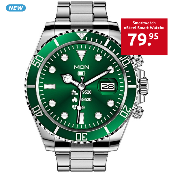 Smartwatch «Steel Smart Watch», aus Edelstahl, grün