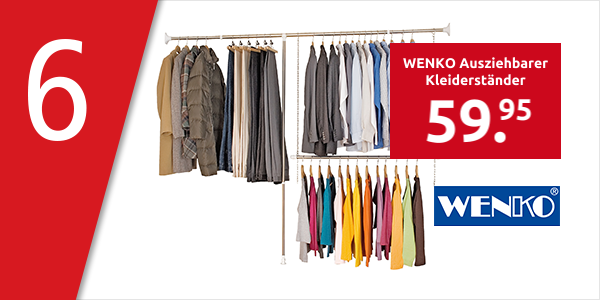 WENKO Ausziehbarer Kleiderständer, silberfarben/weiss