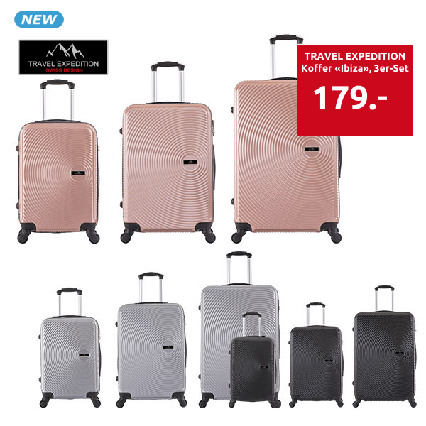 TRAVEL EXPEDITION Koffer «Ibiza», 3er-Set, rosa gold