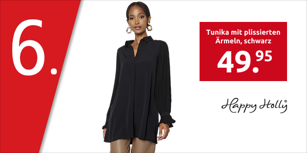 Happy Holly Tunika mit plissierten Ärmeln, schwarz