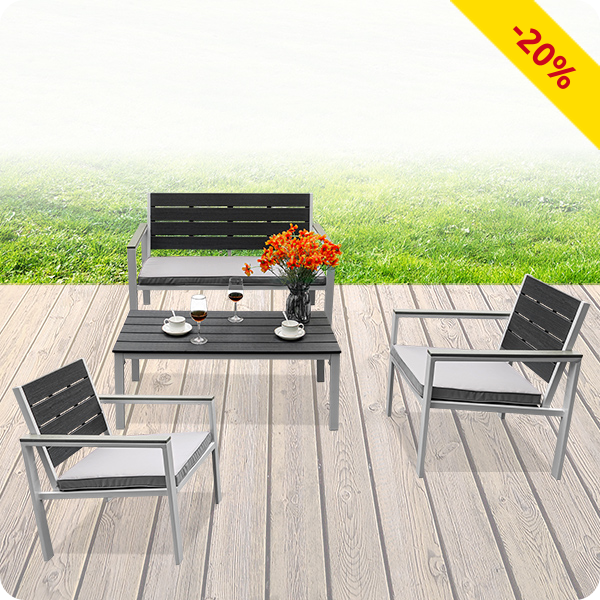 Set de jardin «Maya», blanc/gris