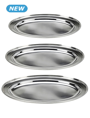 Servierplatten aus Edelstahl, 3 Stück im Set