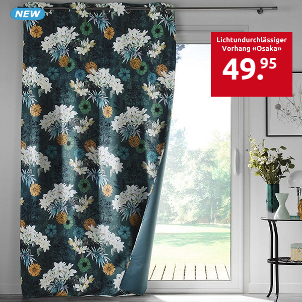 Lichtundurchlässiger Vorhang «Osaka», H 260, B 135 cm
