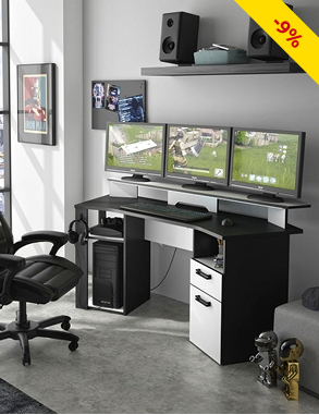 Schreibtisch «Stream», mit LED, grau/schwarz