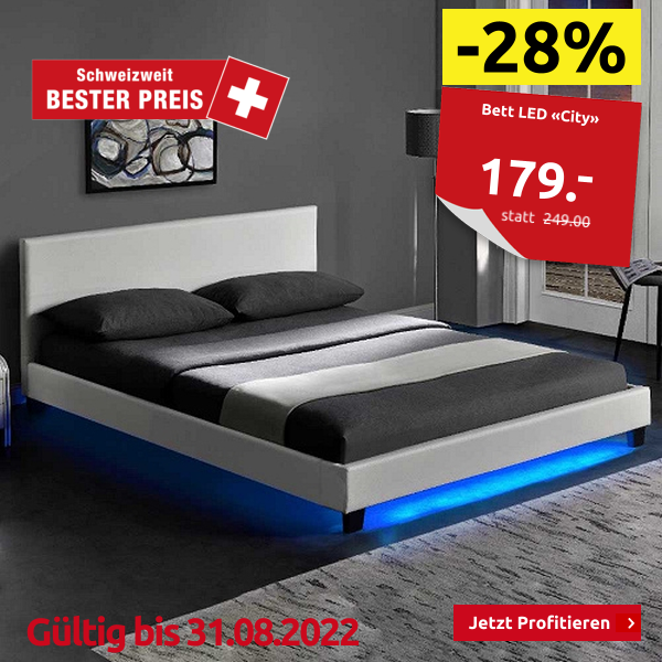 Bett LED «City», B 140 cm