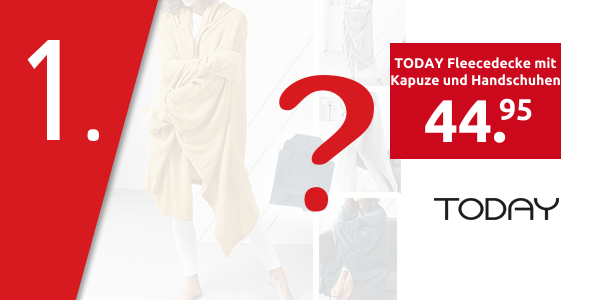 TODAY Fleecedecke mit Kapuze und Handschuhen, 165 x 115 cm, grau