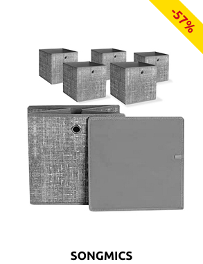 SONGMICS Set, 6 Aufbewahrungsboxen, 30 x 30 x 30 cm, grau meliert