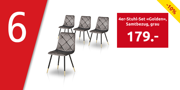 4er-Stuhl-Set «Golden», Samtbezug, grau
