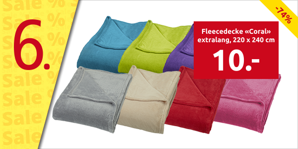 Fleecedecke «Coral» extralang, 220 x 240 cm, fuchsia