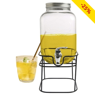Getränkespender aus Glas mit Halter, 4 l
