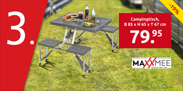 Campingtisch, B 85 x H 65 x T 67 cm, grau