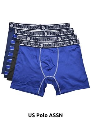 U.S. POLO ASSN. Boxer, 4er-Pack, blau + gestreift + marine + grau