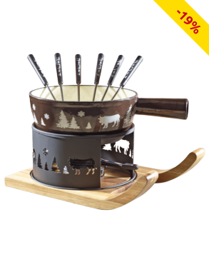 Fondue-Set «Berge», Caquelon aus Gusseisen 2,5 l