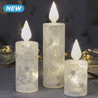 Kerzen «Ice», 3er-Set, mit LED