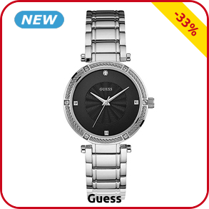 Guess Damenuhr, schwarz/silberfarben