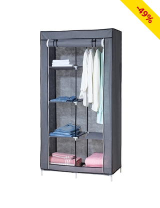 Kleiderschrank aus Vlies, B 90 cm, grau