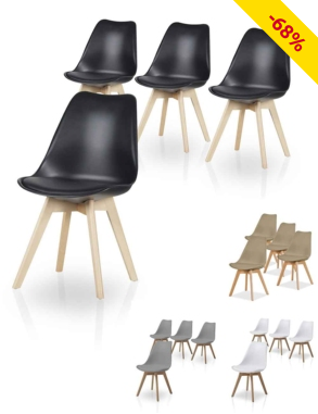 4er-Stuhl-Set «Moon», schwarz