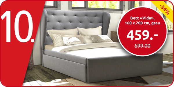 Bett «Vida», 160 x 200 cm, grau