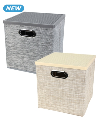 Aufbewahrungsbox, 27x28x27 cm, mit Deckel, silberfarben