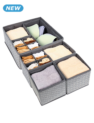 Schubladen-Organizer, 4er-Set, aus Vlies, grau