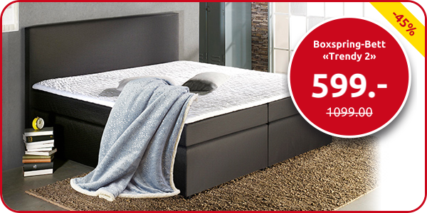 Boxspring-Bett «Trendy 2», feste Matratze, 160 x 200 cm, schwarz