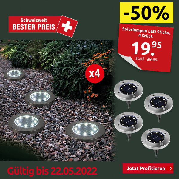 Solarlampen LED Sticks, 4 Stück