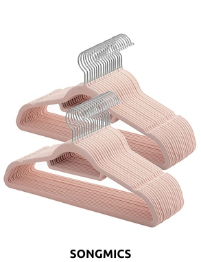 Songmics Kleiderbügel mit Samt, 50 Stück, hellrosa